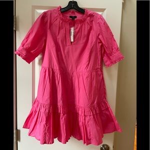 NWT JCrew pink dress with ruffle detail, small petite